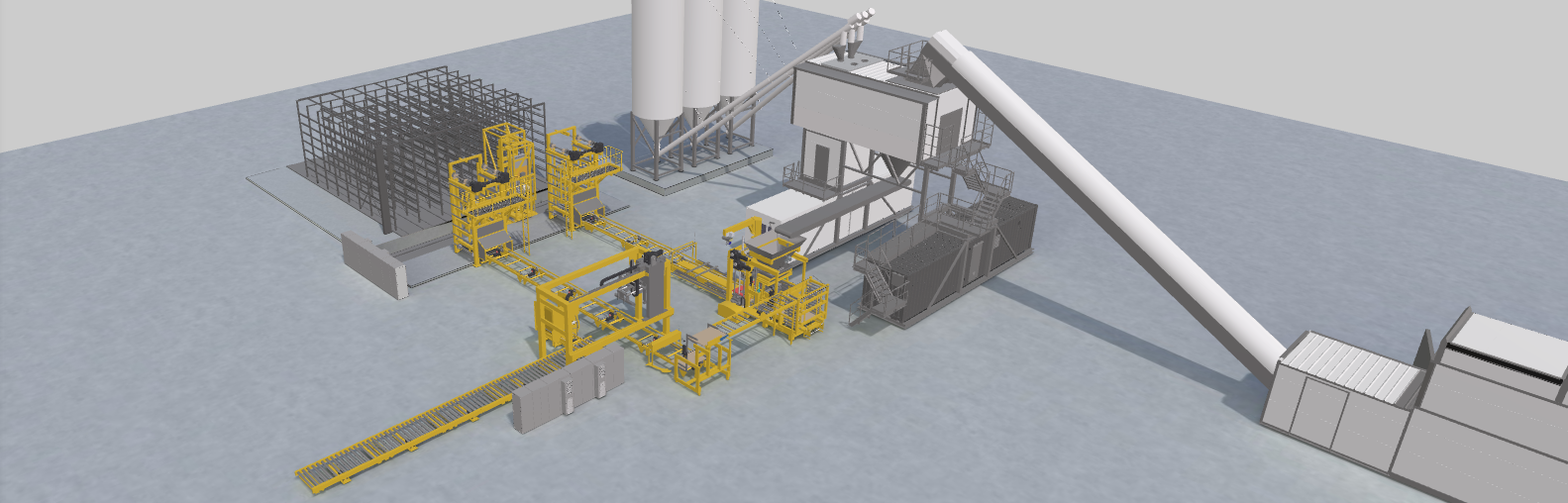 MEC Pro Factory. Digital twin. Concrete block plant.
